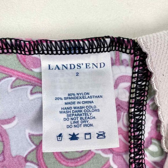 Land's End Tankini Swim Suit Top Ruched Underwire Bodice Paisley Sz 2 Top Only - Picture 10 of 11